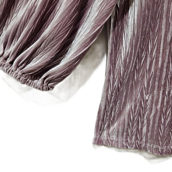 WORLD MARKET PINK VELVET STRETCH LONG SLEEVE SCOOP NECK TOP  L/XL  HOLIDAY - Picture 3 of 9